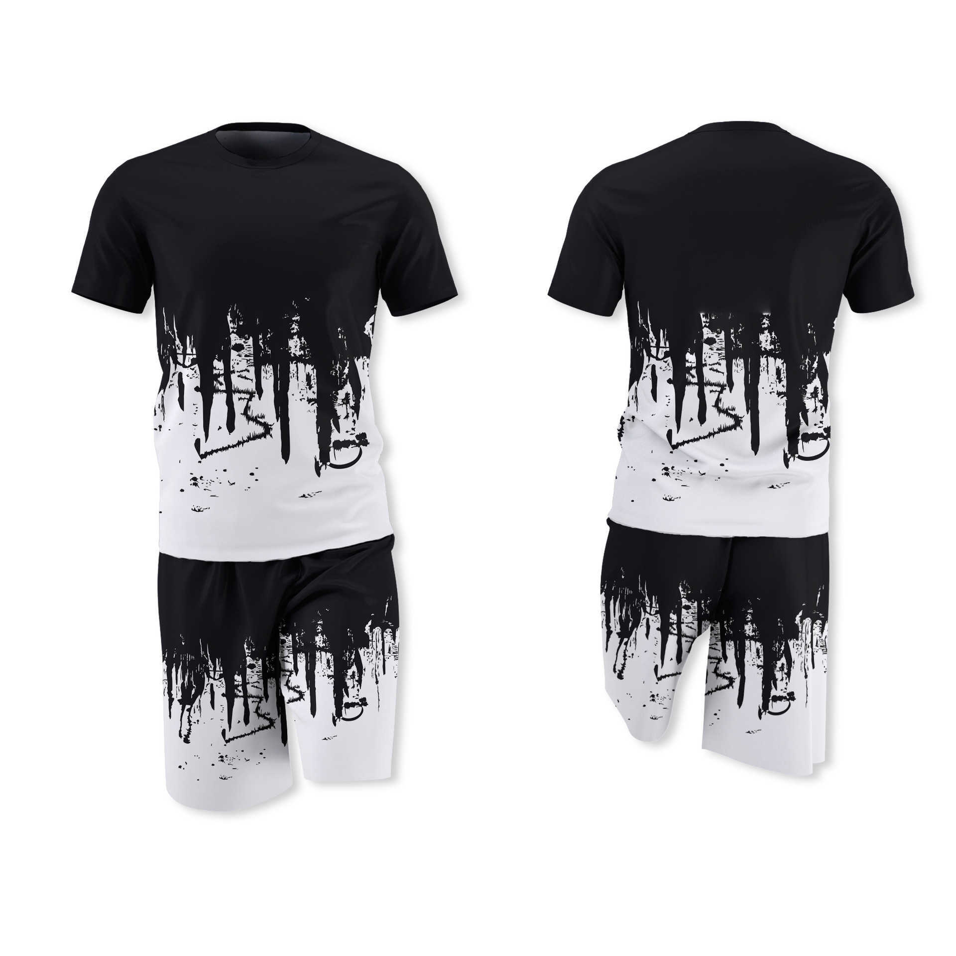 Tracksuit Men Sets Summer Men's Sportswear Short Sleeve T Shirts+2 Piece Beach Shorts Casual Fashion Gym Jogging Male Sportsuits 210603