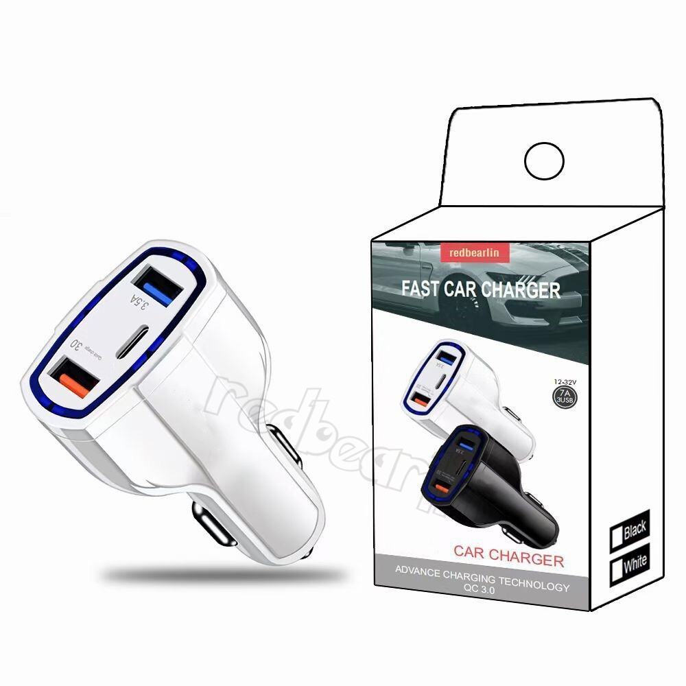 3Ports Type c PD Car Charger Fast Quick Charging 7A 35W vehicle Car Chargers USb-C Power adapter For Iphone 12 13 14 15 samsung S22 S23 htc android ph