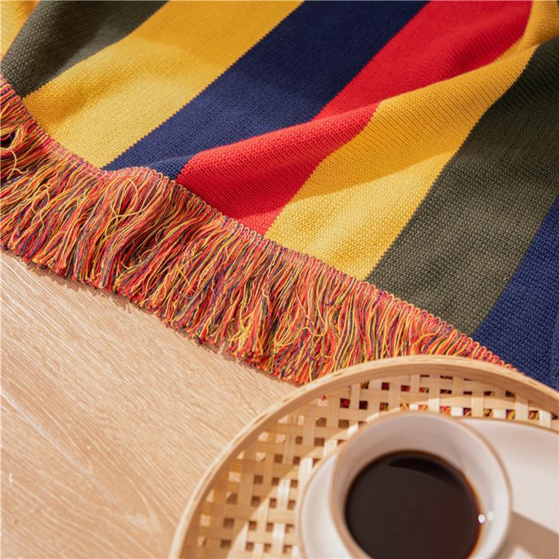 Cotton Tassel Blanket, Bohemian Style, Can Be Used As Shawl, Available Indoors And Outdoors, Easy To Carry Blankets