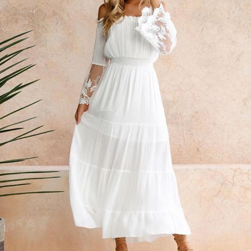Casual Dresses 2021 Spring Summer Women White Sexy Lace Crochet Off Shoulder Hollow Party Dress Solid Flared Sleeve Loose Midi
Casual Dresses 2021 Spring Summer Women White Sexy Lace Crochet Off Shoulder Hollow Party Dress Solid Flared Sleeve Loose Midi
