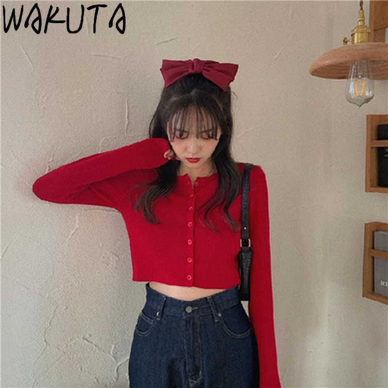 WAKUTA Women Thin Knitted Cardigan Korean O-neck Short Knitwear Fashion Sleeve Sun Protection Crop Top Ropa Mujer 6B082 210914
