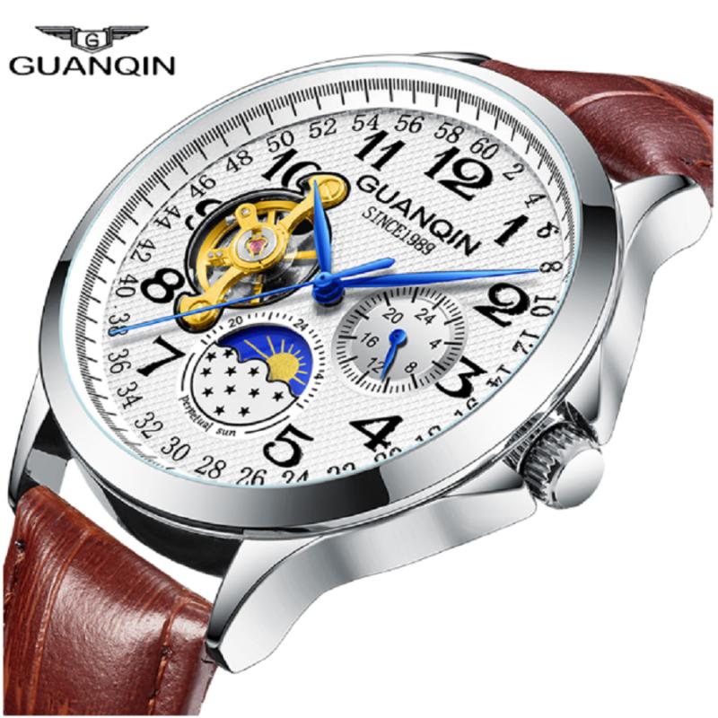 Wristwatches GUANQIN 2021 Fashion Mens Watches Top Skeleton Watch Men Sport Leather Tourbillon Automatic Mechanical Wristwatch, Slivery;brown
Wristwatches GUANQIN 2021 Fashion Mens Watches Top Skeleton Watch Men Sport Leather Tourbillon Automatic Mechanical Wristwatch, Slivery;brown