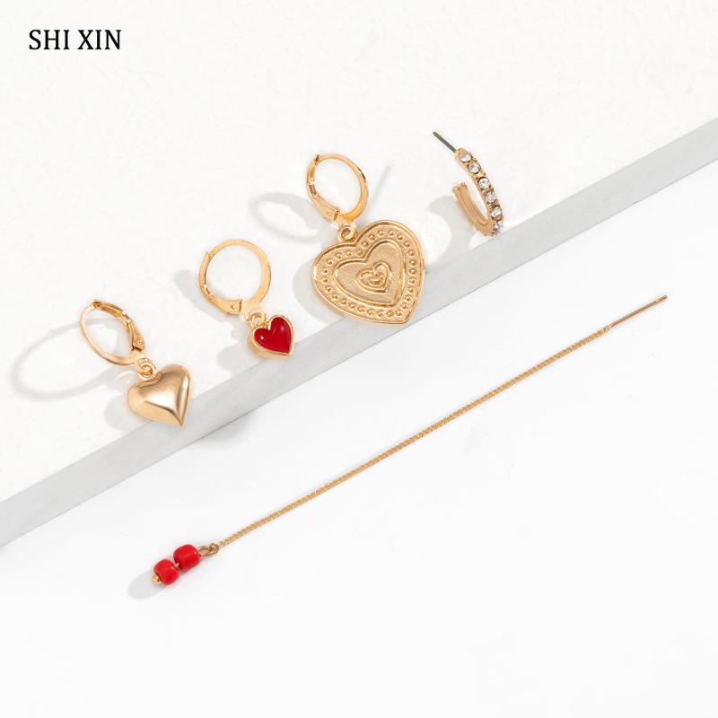 Dangle & Chandelier SHIXIN Trendy Red Beads/Heart Pendant Earrings For Women Summer Korean Fashion Rhinestone Drop Set 2021 Jewelry Gifts, Silver
Dangle & Chandelier SHIXIN Trendy Red Beads/Heart Pendant Earrings For Women Summer Korean Fashion Rhinestone Drop Set 2021 Jewelry Gifts, Silver