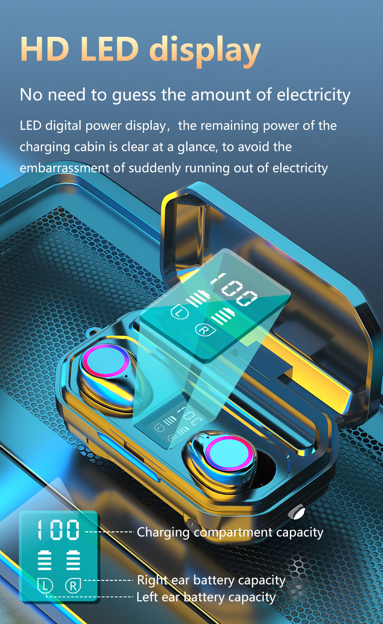 M12 TWS Bluetooth Earphone Wireless Headphones Stereo Sport Gaming Headset Touch Mini Earbuds waterproof with 2000mAh HD LED Display
M12 TWS Bluetooth Earphone Wireless Headphones Stereo Sport Gaming Headset Touch Mini Earbuds waterproof with 2000mAh HD LED Display
