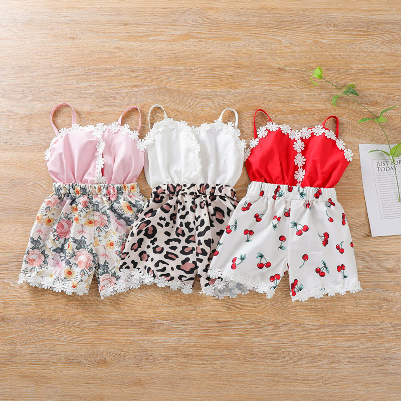 Baby Girl Jumpsuit Toddler Suspender Onesie Backless Sling Romper Lace Leopard Flower Cherry Print Infant Outfit V Neck Kid Clothes Summer Clothing, Blue
Baby Girl Jumpsuit Toddler Suspender Onesie Backless Sling Romper Lace Leopard Flower Cherry Print Infant Outfit V Neck Kid Clothes Summer Clothing, Blue