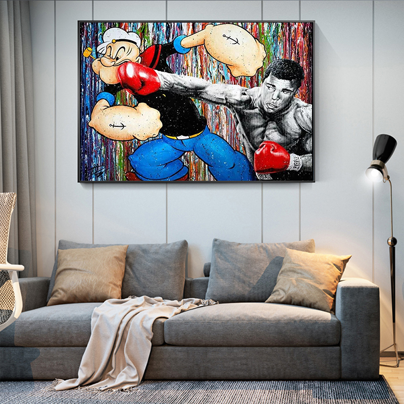 Modern graffiti art boxing match art decoration HD quality kindergarten kids children room picture room poster canvas painting