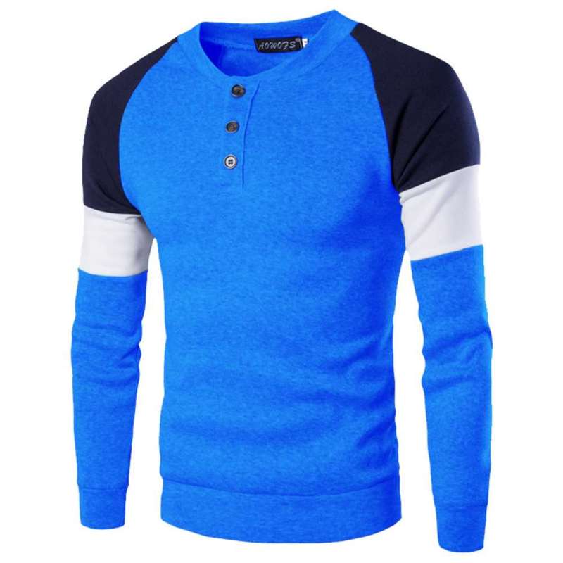 ZOGAA Men's solid color T-shirt long-sleeved cotton sweater pullover top 210929