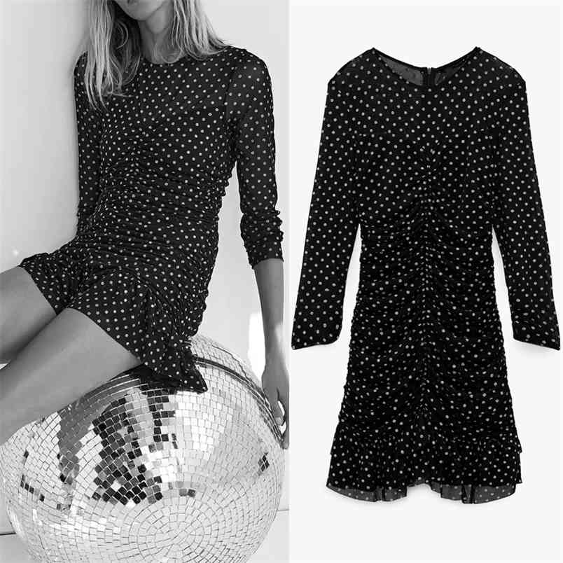 Black Dot Mesh Tulle Mini Dress Women Winter Ruched Ruffle Long Sleeve Sexy Party es Ladies Vintage 210519
Black Dot Mesh Tulle Mini Dress Women Winter Ruched Ruffle Long Sleeve Sexy Party es Ladies Vintage 210519