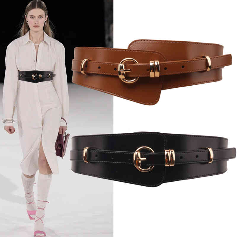 Leather Waist Cover Women's Decoration Wide Simple Accessories Versatile Belt with Dress Coat Summer