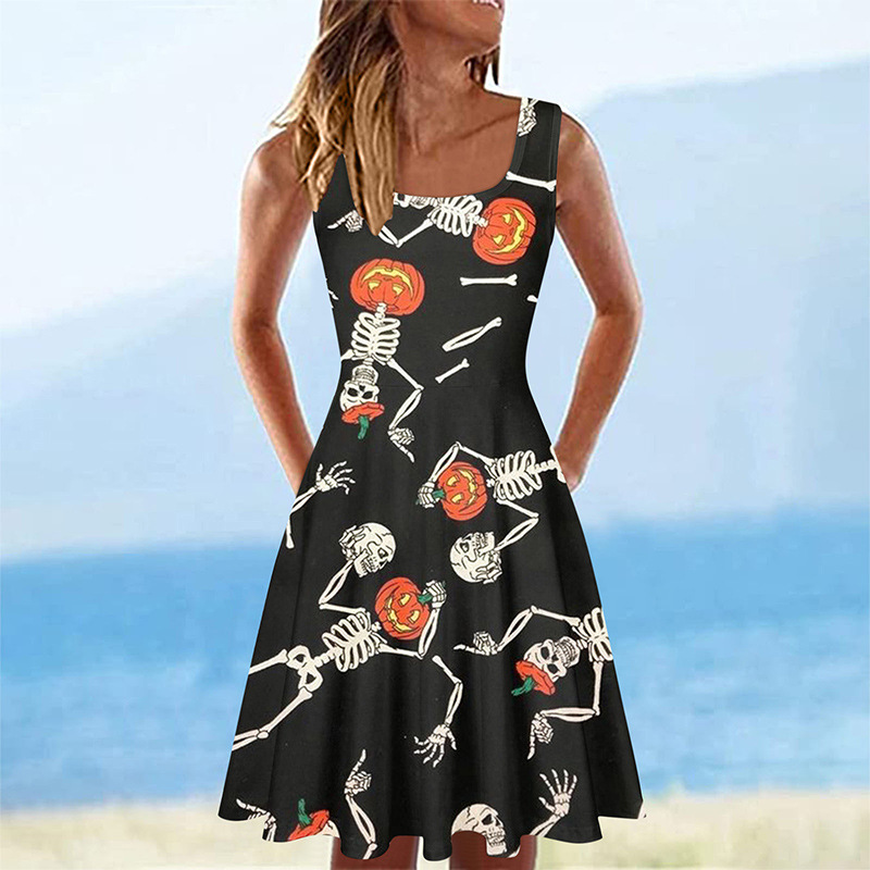 Halloween autumn and winter pumpkin skull print dress adult ladies multi-color holiday blouse retro holiday easy carnival 2021, Black;gray
Halloween autumn and winter pumpkin skull print dress adult ladies multi-color holiday blouse retro holiday easy carnival 2021, Black;gray