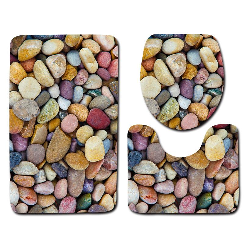 Printing Colorful Stone Bathroom Carpet Rugs Memory Foam Soft Non-Slip Absorbent Bath Mat Shower Room Foot Toilet Floor Mats