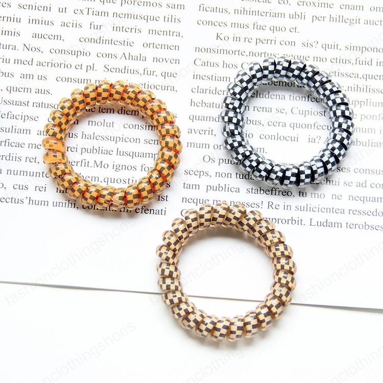 10Pcs/lot Telephone Wire Hairbands Milk Tea Color Leopard Print Hair Tie Rubber Band Accessories Ponytail Holder Headdress Scrunchies