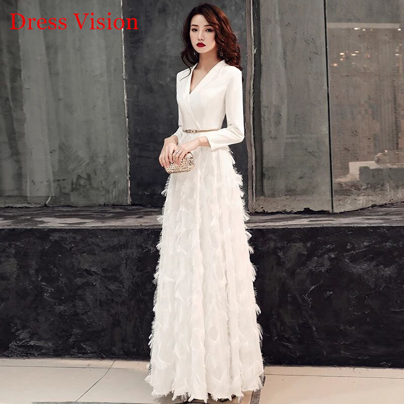 Robe De Soiree Elegant Long Sleeves Evening Dresses Lace Floor Length Women Party Gowns, White
Robe De Soiree Elegant Long Sleeves Evening Dresses Lace Floor Length Women Party Gowns, White