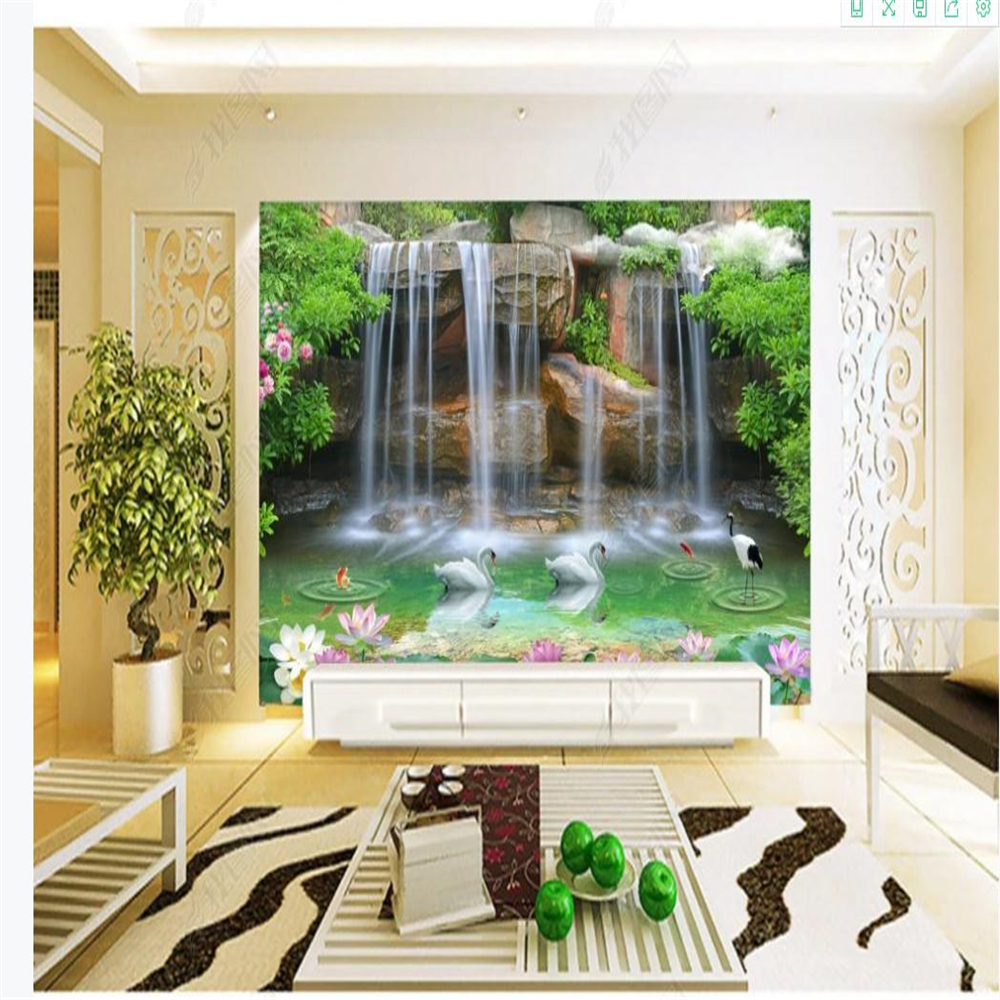 Photo murals living room Landscape wallpaper painting 3D waterfall romantic stereo TV background wall