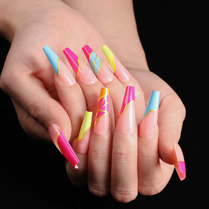 Boxed 24pcs Rainbow Colors Press on Nails Coffin with Glue and Tool Kit Long Full Cover Acrylic Nail Art Tips with Design Decals, Red;gold
Boxed 24pcs Rainbow Colors Press on Nails Coffin with Glue and Tool Kit Long Full Cover Acrylic Nail Art Tips with Design Decals, Red;gold
