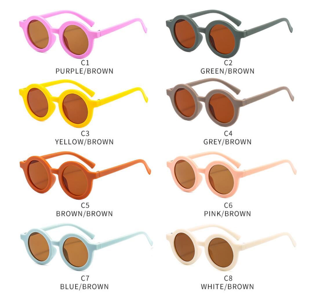 summer Baby sunglasses matte glasses Kids fashion eyeglasses Tide round frame girls vintage Mocha color glasse UV400 goggle children 16colors Z260305