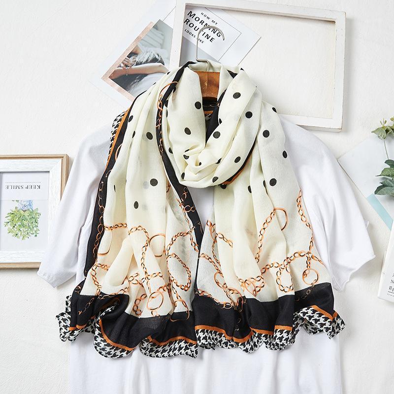 Scarves Autumn And Winter Scarf Female Wave Dot Houndstooth Chain Warm Long Beach Towel Sunscreen Cotton Linen Shawl, Blue;gray
Scarves Autumn And Winter Scarf Female Wave Dot Houndstooth Chain Warm Long Beach Towel Sunscreen Cotton Linen Shawl, Blue;gray