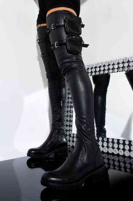 New Brand Design Platform Pocket Bags Thigh High Boots Women Zipper Casual Sexy Fashion Top Quality Over The Knee Boots Woman H1116