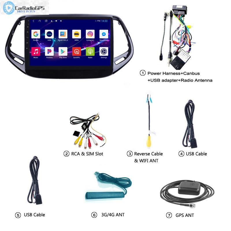 Android Car DVD Radio Player Indash Head Unit Touch Screen Video For Jeep Compass 2017-2018 support backup camera tmps obd digital tv