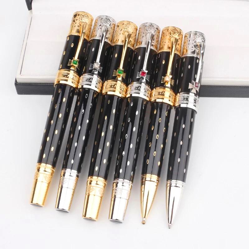 Limited edition Elizabeth Fountain/Roller ball/Ballpoint pen Black and Golden Silver engrave Diamond inlay Cap Business supplies Writing Smo
Limited edition Elizabeth Fountain/Roller ball/Ballpoint pen Black and Golden Silver engrave Diamond inlay Cap Business supplies Writing Smo