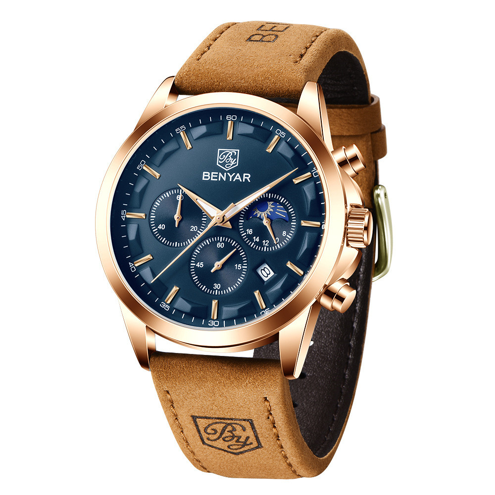 BENYAR 5160 men's watches waterproof sport military watch for men multifunction chronograph black fashion quartz wristwatches calendar with leather strap, Box
BENYAR 5160 men's watches waterproof sport military watch for men multifunction chronograph black fashion quartz wristwatches calendar with leather strap, Box
