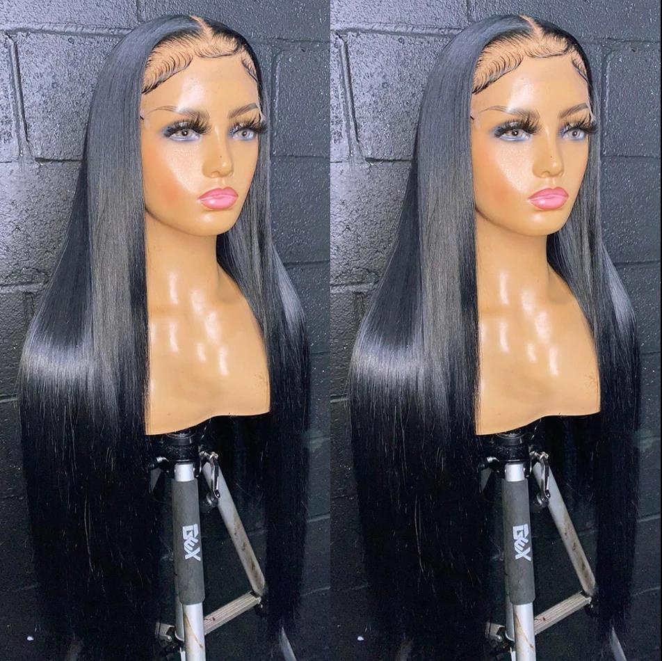 Brazilian Straight Full Front Human Hair Pre Plucked 360 HD Transparent Lace Frontal Wigs For Women Natural Black /Brown/Red/White Synthetic Wig