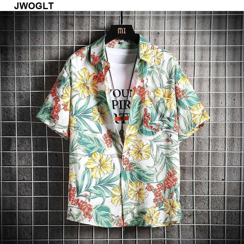 Summer Cool Comfort Men's Beach Shirt Fashion Short Sleeve Floral Loose Casual Button Down Hawaiian Shirts 4XL 5XL 210528