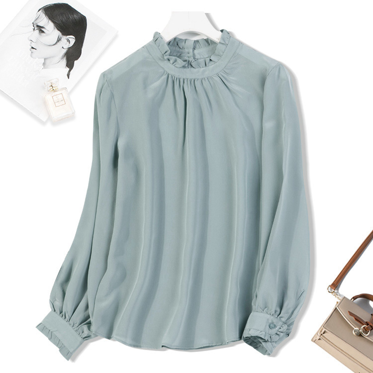 coat Women's 100% Mulberry Crepe Silk ruffles stand neck long sleeve light green Shirt Top Blouse Office Work L XL JN560
coat Women's 100% Mulberry Crepe Silk ruffles stand neck long sleeve light green Shirt Top Blouse Office Work L XL JN560