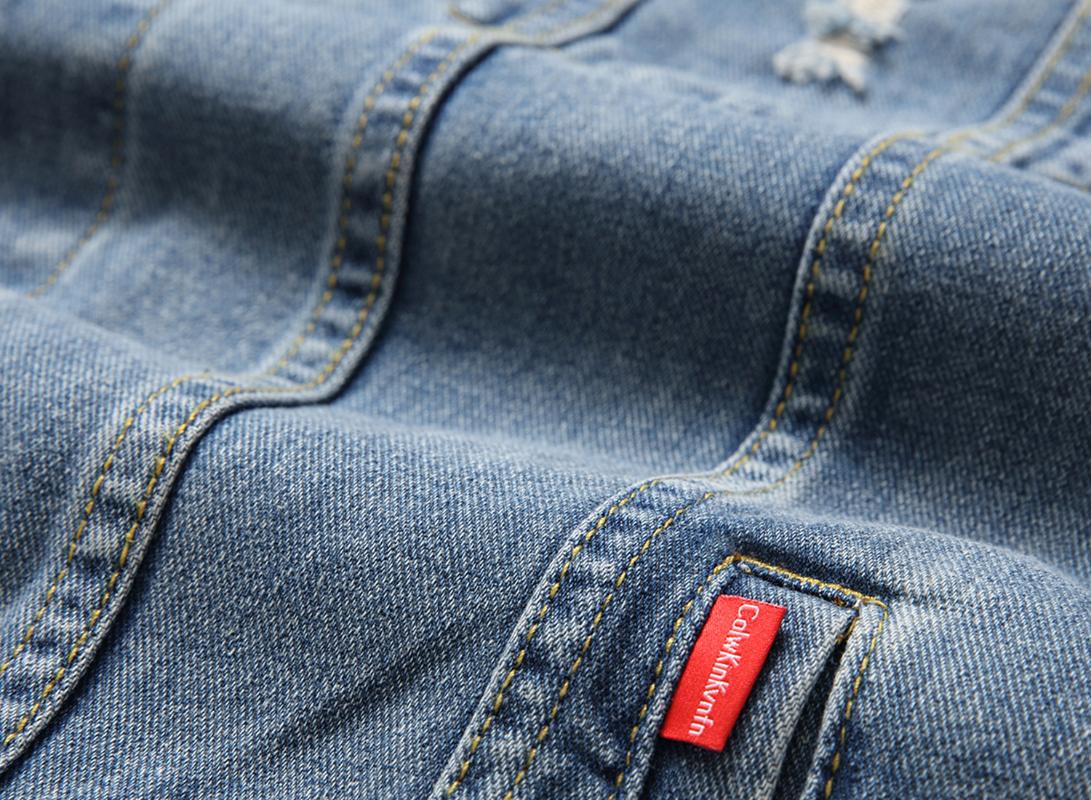 Spring And Autumn Denim Ripped Hooded Jacket Young Men's Slim Fashion Casual Long-sleeved Jackets