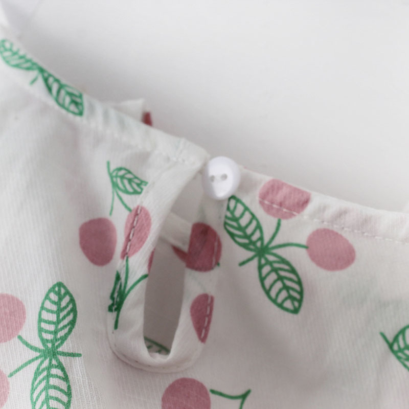0-2Yrs Spring Autumn Infant Baby Girls Rompers Clothes Bodysuit Sweet Cherry Long Sleeve 210429