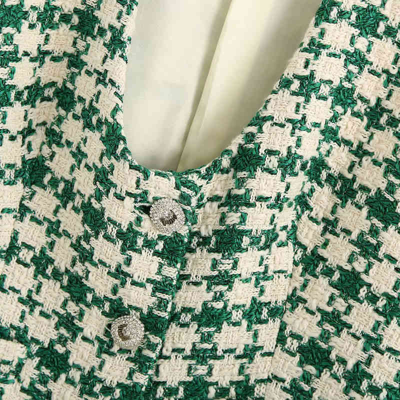 Fresh V-neck Sleeveless Jacket Vest Women's Simple Fashion Green with Buttons Chic Tops Female 210507