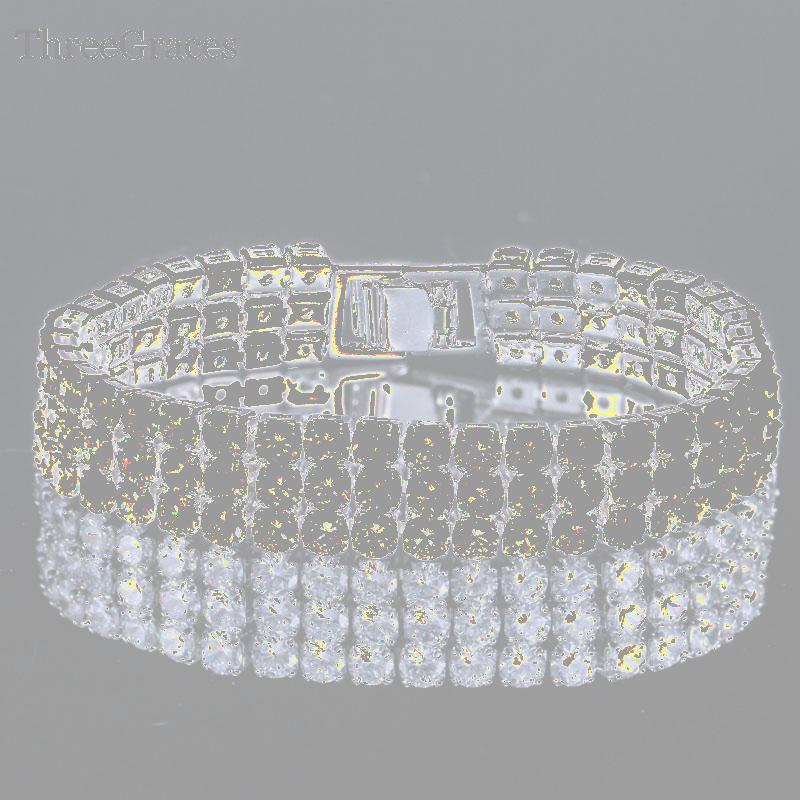 Charm Bracelets ThreeGraces 3 Rows Sparkling Silver Color Noble Big Round CZ Wedding Bracelet Bangles Jewelry For Brides Accessories BR008, Golden;silver
Charm Bracelets ThreeGraces 3 Rows Sparkling Silver Color Noble Big Round CZ Wedding Bracelet Bangles Jewelry For Brides Accessories BR008, Golden;silver