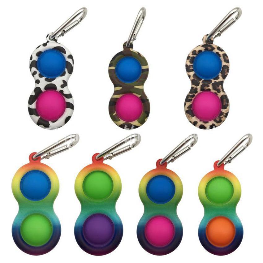 Three Holes Metal Colorful Push Bubble Key chain Sensory Fidget Toy Mini Keychain Stress Reliever Toy Adult Kid