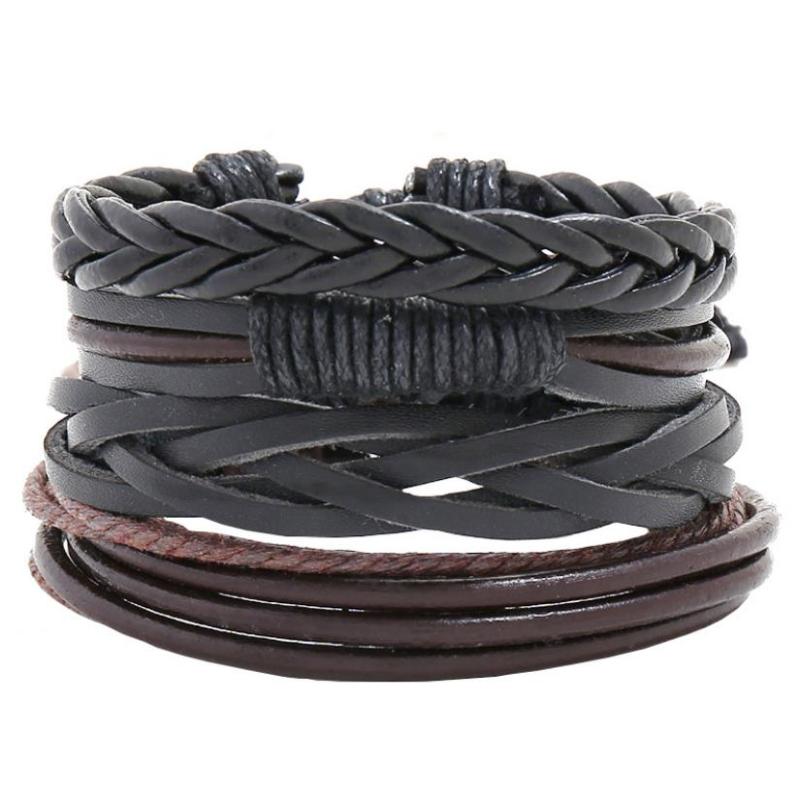 Charm Bracelets Black Genuine Leather Men Bracelet Set Punk Vintage Braided Rope 4pcs/lot 2021 Homme Friendship Jewelry
Charm Bracelets Black Genuine Leather Men Bracelet Set Punk Vintage Braided Rope 4pcs/lot 2021 Homme Friendship Jewelry