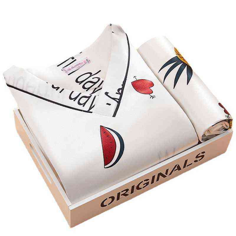 Summer Silk Ice Silk Pajamas Women's Exclusively for Malaysia's Live Source Short-sleeved Pullover V-neck 211109