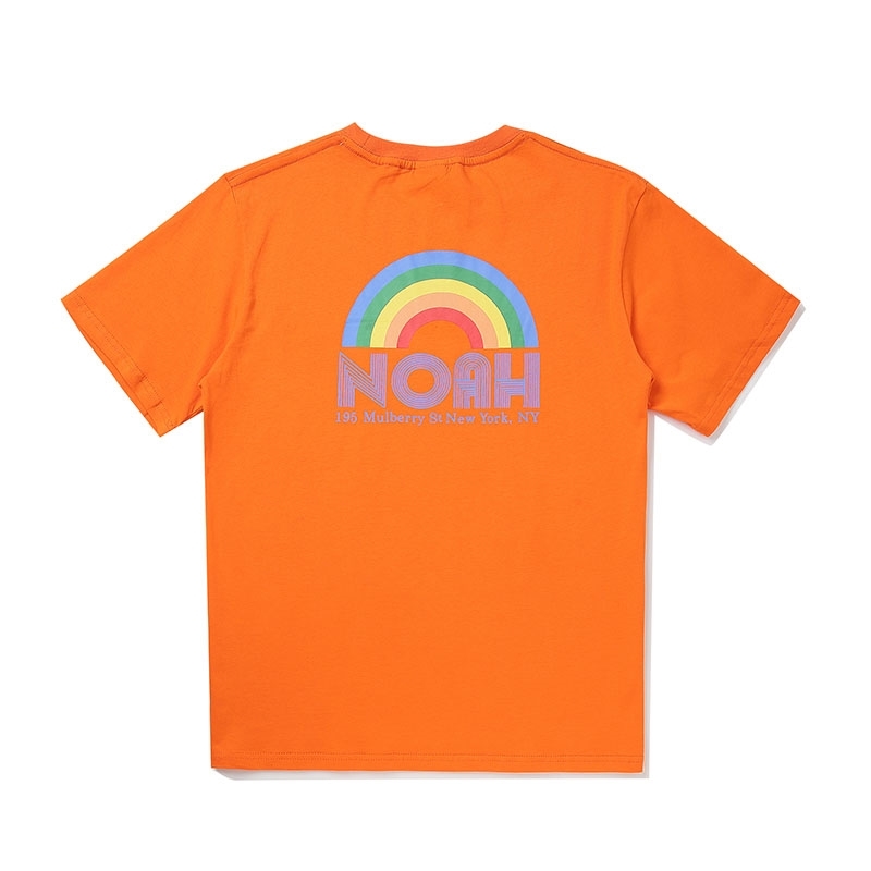 NOAH High Street Fashion Rainbow T Shirt Men Women Lovers Casual Colored Letters Top Ees Round-neck T-shirts 210420