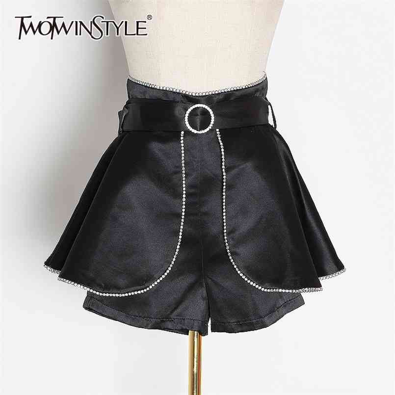 Sexy Patchwork Diamond Shorts Female High Waist With Sashes Tunic Split Short Women Spring Clothing Fahion 210521, Black
Sexy Patchwork Diamond Shorts Female High Waist With Sashes Tunic Split Short Women Spring Clothing Fahion 210521, Black