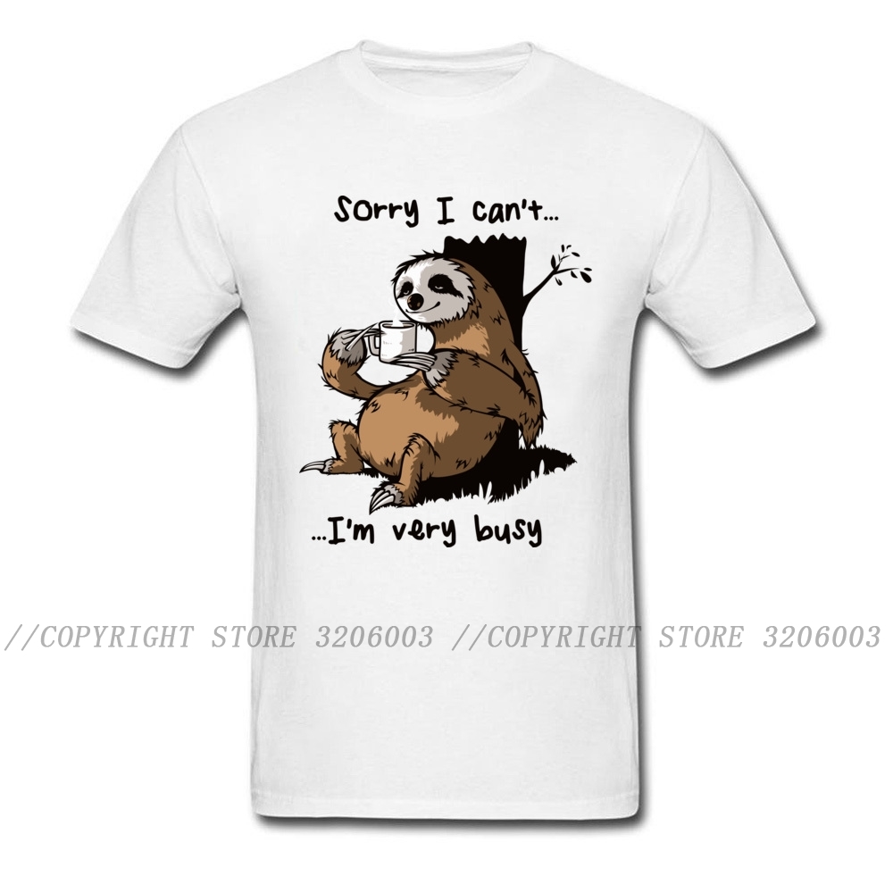 Very Busy Sloth T Shirt Mens Top T-shirts Funny Cartoon Tshirt Summer New Grey Tees Short Sleeve Cotton Clothes Plus Size 210409
