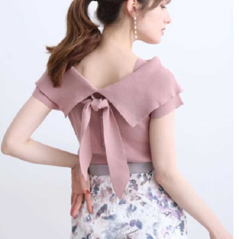 Japan Style Sweet All Match Women Tops Moda Back Bow Decoration Pullovers Simple Office Lady Slim Fit Spring Summer Sweaters 210525