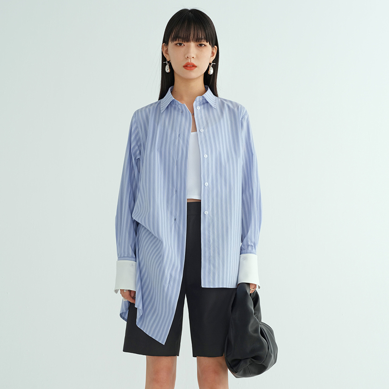 Print Strap Blouse Shirt For Female Lapel Collar Lantern Long Sleeve Loose Women's Casual Fashion 210524