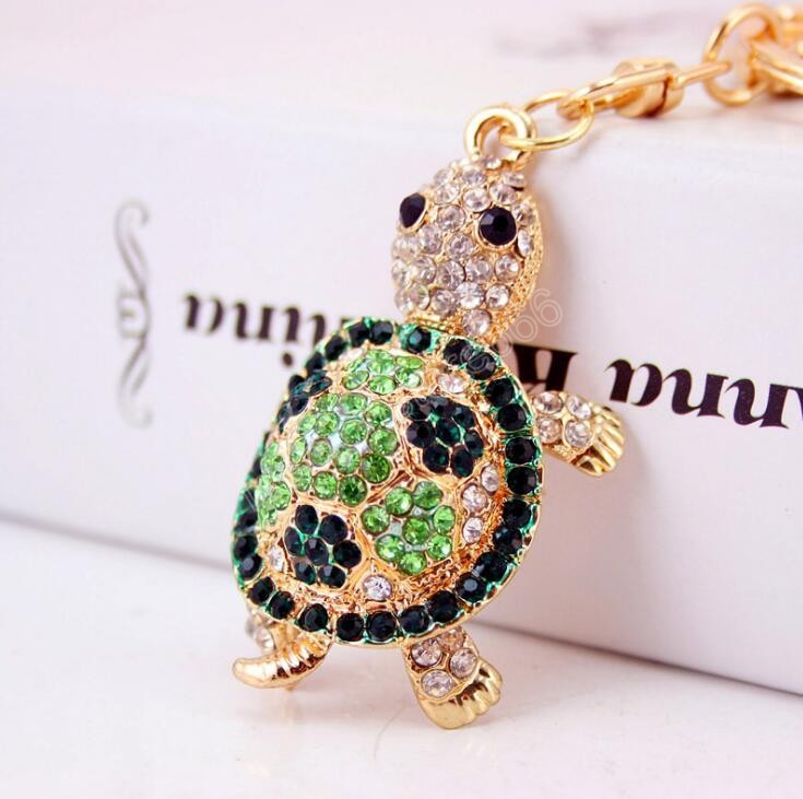 8 Colors Diamond-encrusted tortoise Keychain Handbag Accessories Metal Pendant Key Chain Cute Animal Shaped Keychains