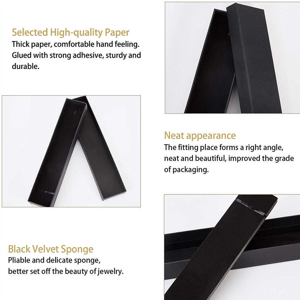12 pcs 21x4x2cm Rectangle Cardboard Jewelry Set Box for Ring Necklace gift boxes for jewellery packaging with Sponge inside F70 216172024