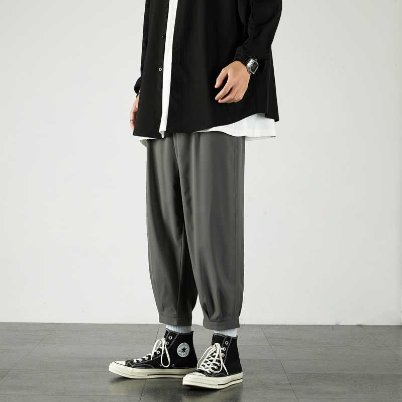 Single Road Mens Joggers Men Summer Solid Pants Straight Japanese Streetwear Trousers Casual Black Harem Pants For Men 210930