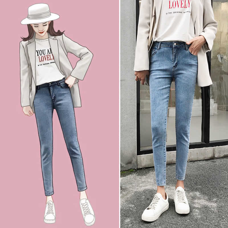 Women jeans Plus Size High Waist Stretch Washed Skinny Jeans Female Denim Pants Pencil Light Blue Gray Black 210922