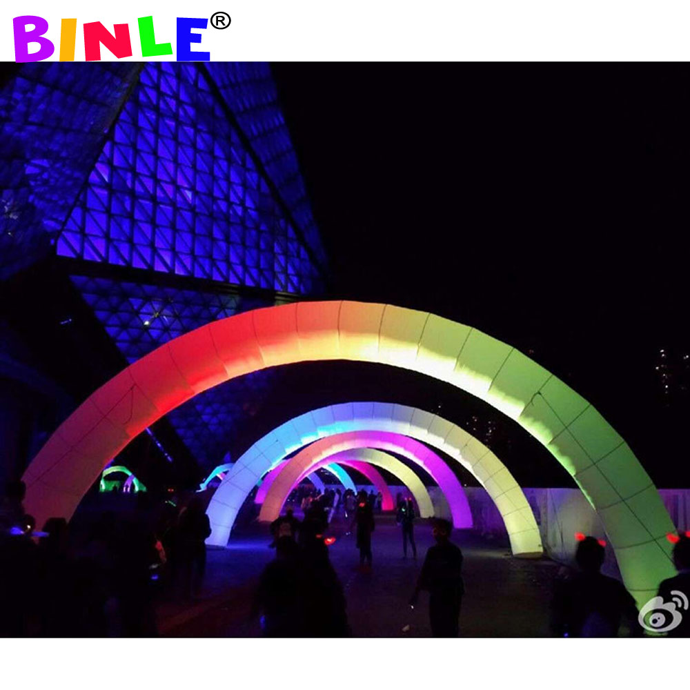 Large Round Inflatable Arch With led Lighting Decoration Wedding Party Event Rainbow Archway Entrance Finish Line Illuminated Balloon