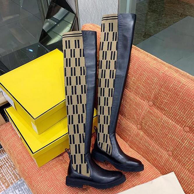 High quality Luxury women's F letter knitting Over the knee boots fashion outdoor socks brand shoes flat sexy breathable elastic big Size 35-42+BOX, Black-1
High quality Luxury women's F letter knitting Over the knee boots fashion outdoor socks brand shoes flat sexy breathable elastic big Size 35-42+BOX, Black-1