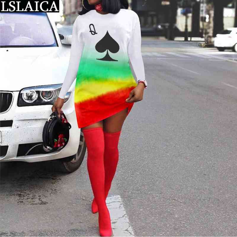 Woman Dress Spring Summer Tie Dye Playing Card Spade K Print Plus Size es Streetwear Knitted Mini Elegant 210520, White
Woman Dress Spring Summer Tie Dye Playing Card Spade K Print Plus Size es Streetwear Knitted Mini Elegant 210520, White