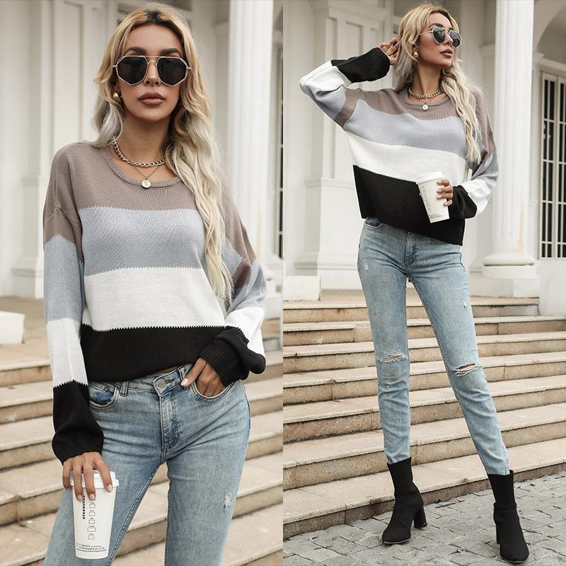 Women' Sweaters Color Matching Sweater Women Fall 2021 O-Neck Thin Loose Long Sleeves Knit Jumpers Pullover Harajuku Fashion Lady Casual, Coffee
Women' Sweaters Color Matching Sweater Women Fall 2021 O-Neck Thin Loose Long Sleeves Knit Jumpers Pullover Harajuku Fashion Lady Casual, Coffee