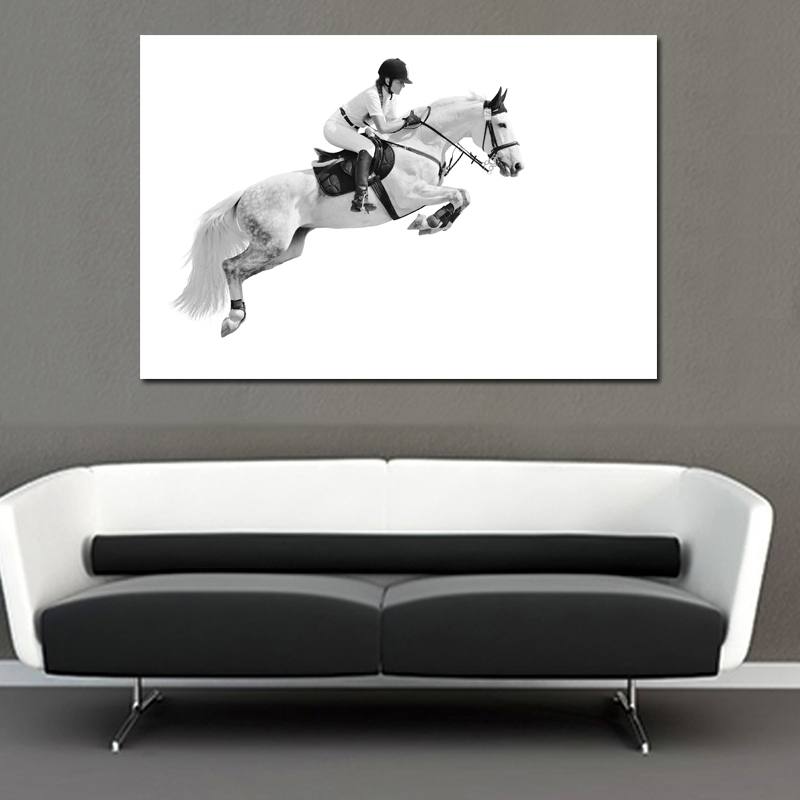 Modern Canvas Painting Horse Racing Wall Art Prints Posters Art Prints for Living Room White Horse Animal Pictures