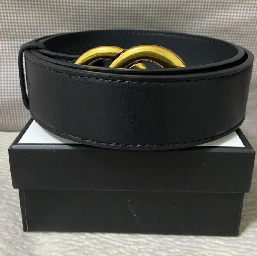 2021 Mens Belt Fashion Belts Men Gu Cci Leather Black Business Women Big Gold Buckle Womens Classic Casual Ceinture With Orange Box017, Have box